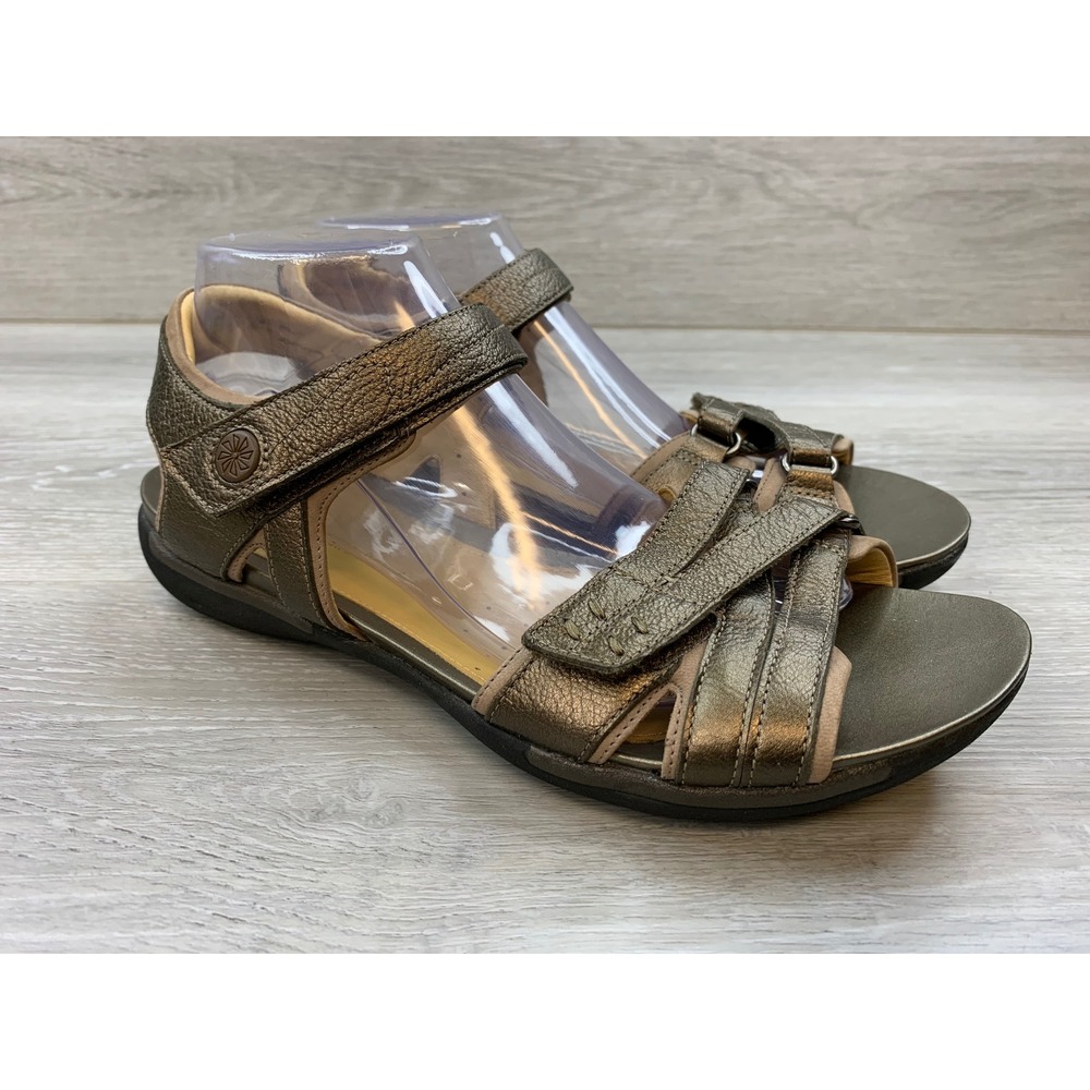 Clarks Artisan Metallic Bronze Leather Strappy Sandals Women's 10 Shoes